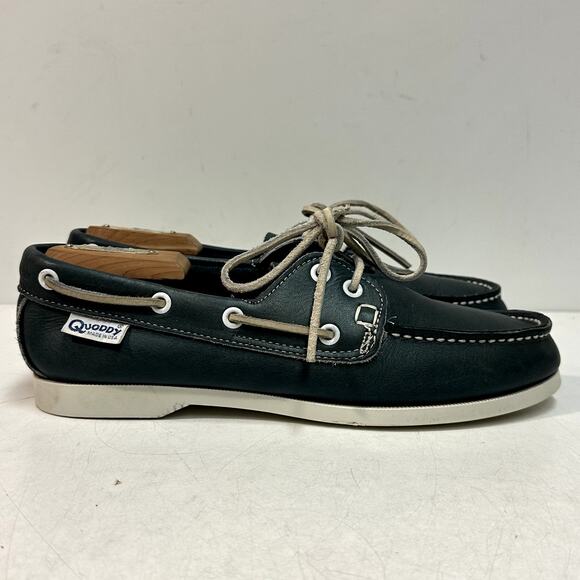 EXCELLENT Quoddy Women's Canoe Boat Shoe Moccasin Blue Green Made in Maine USA 9 - Picture 3 of 12